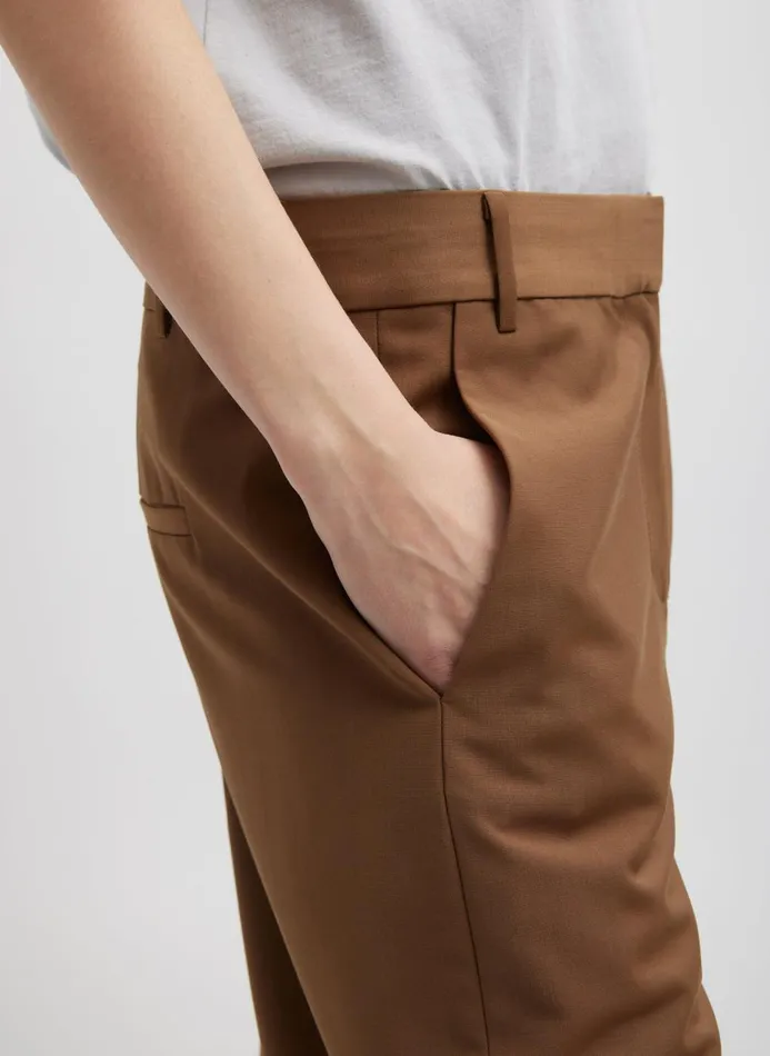 Women Fundamentals Tibi Tropical Wool Reese Sculpted Trouser Toffee