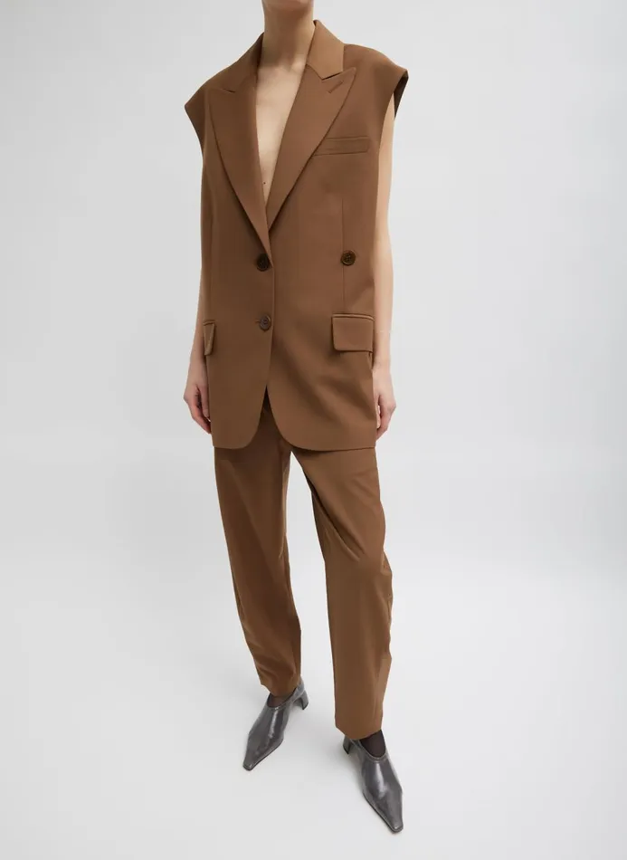 Women Fundamentals Tibi Tropical Wool Reese Sculpted Trouser Toffee