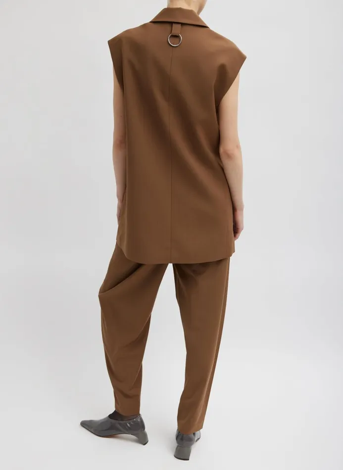 Women Fundamentals Tibi Tropical Wool Reese Sculpted Trouser Toffee