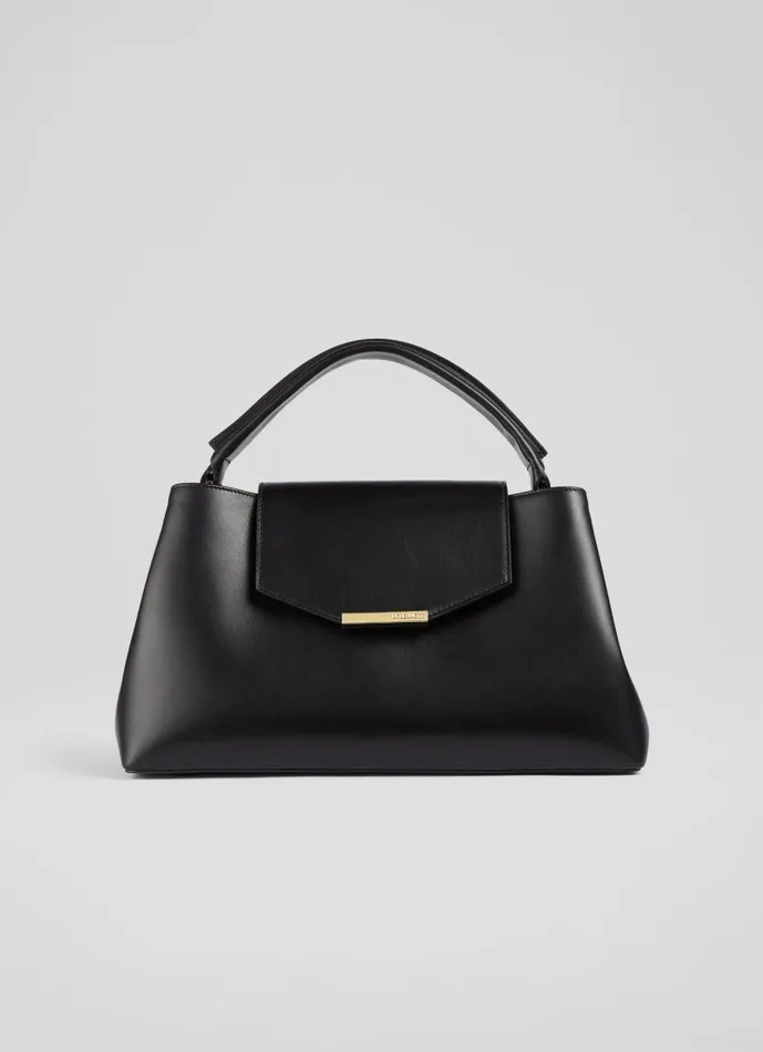 Women Harbour Black Leather Trapeze Tote Bag LKBennett CrossBody Bags