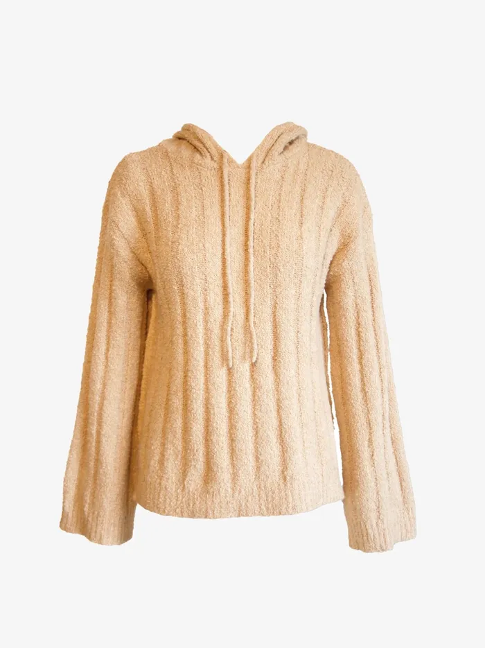Women Harlow Boucle Sweater Hoodie Camel Sweaters Able