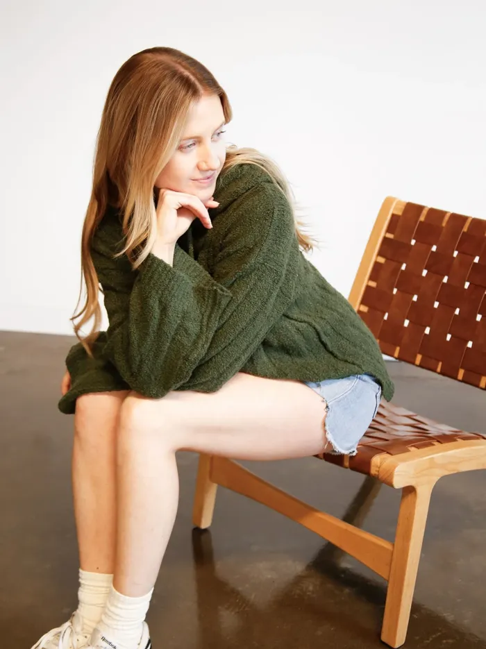 Women Harlow Boucle Sweater Hoodie Camel Sweaters Able