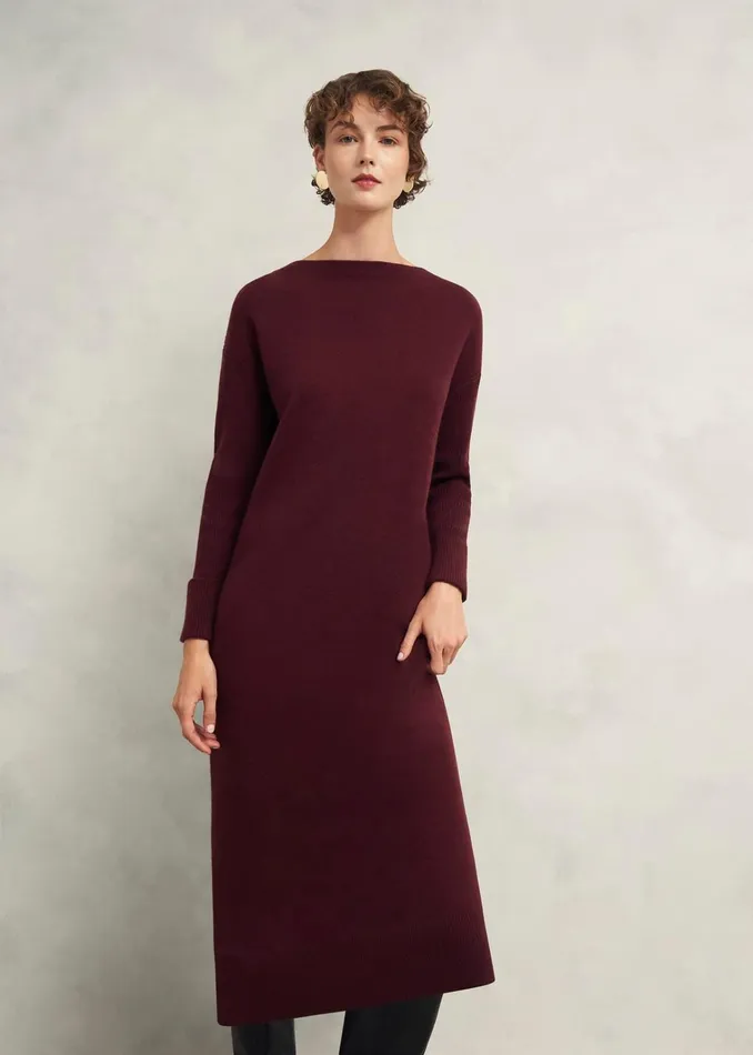 Women Hartsfirth Knitted Dress With Cashmere Cocoa Brown Hobbs Dresses and Jumpsuits