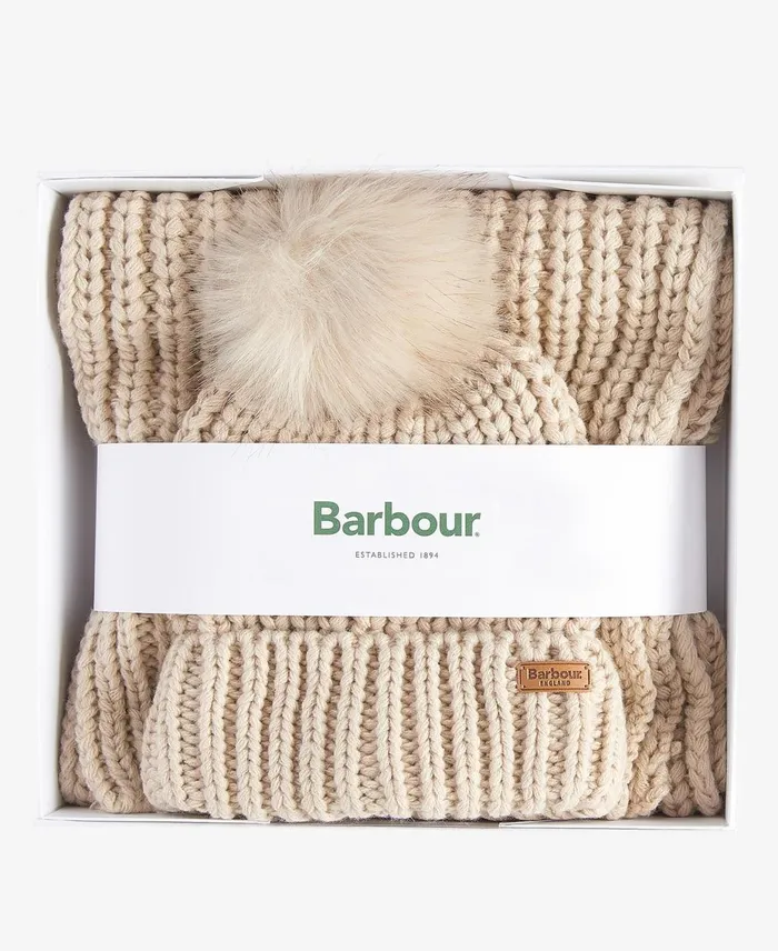 Women Hats Barbour Saltburn Beanie and Scarf Set Black Women Hats Barbour Saltburn Beanie and Scarf Set Black