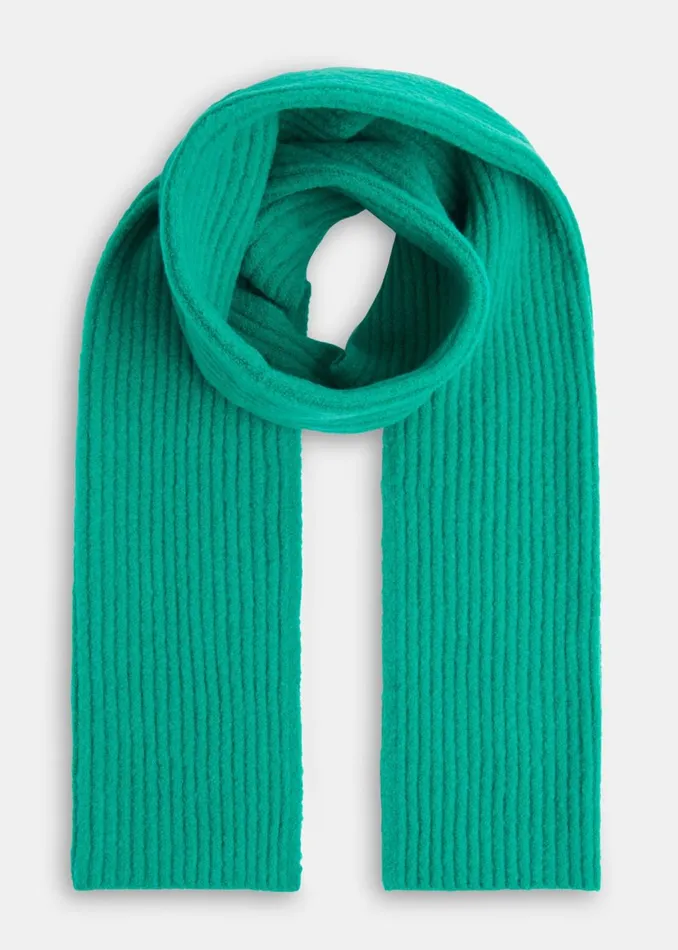 Women Hats Gloves and Scarves Whistles Green Wool Mix Rib Scarf