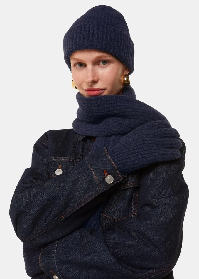 Women Hats Gloves and Scarves Whistles Navy Lambswool Scarf