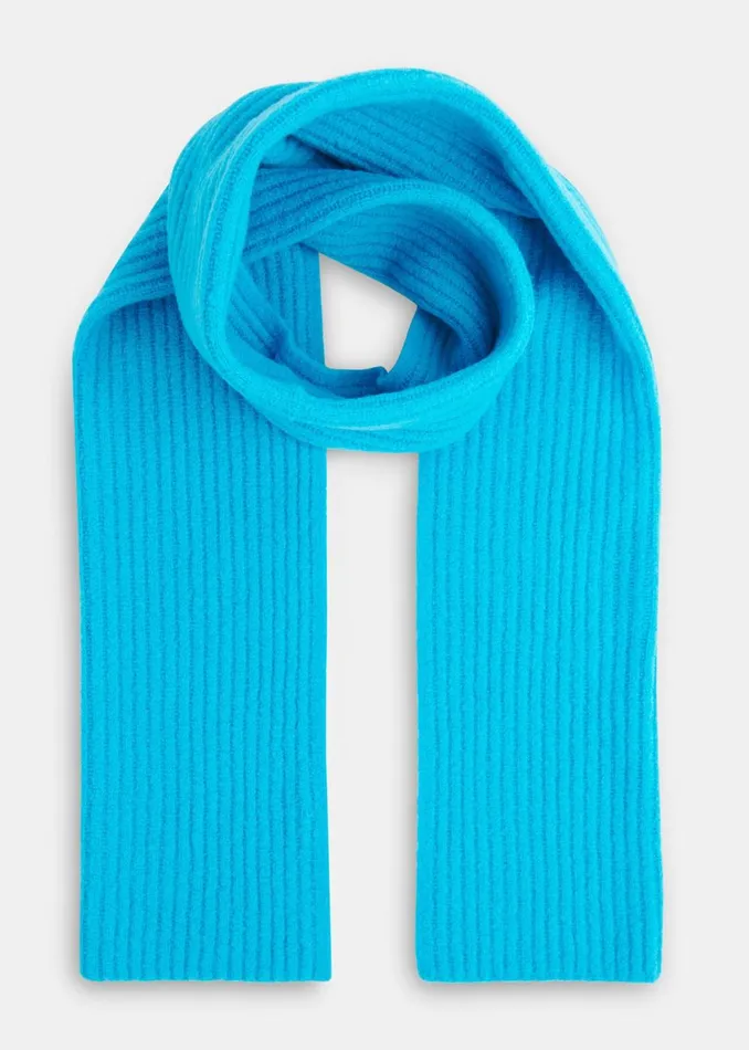 Women Hats Gloves and Scarves Whistles Turquoise Wool Mix Rib Scarf