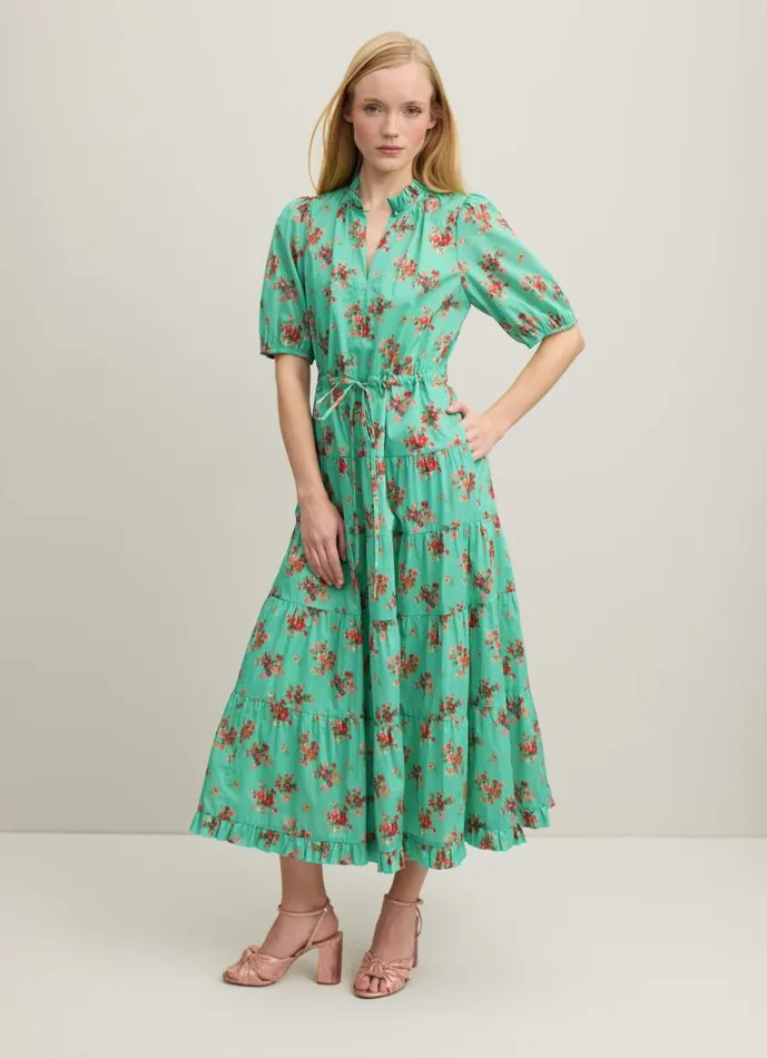 Women Hedy Bouquet Print Organic Cotton Tiered Dress Green LKBennett Dresses
