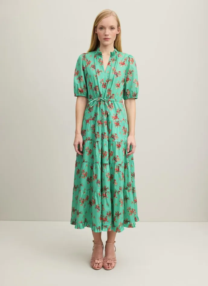 Women Hedy Bouquet Print Organic Cotton Tiered Dress Green LKBennett Dresses