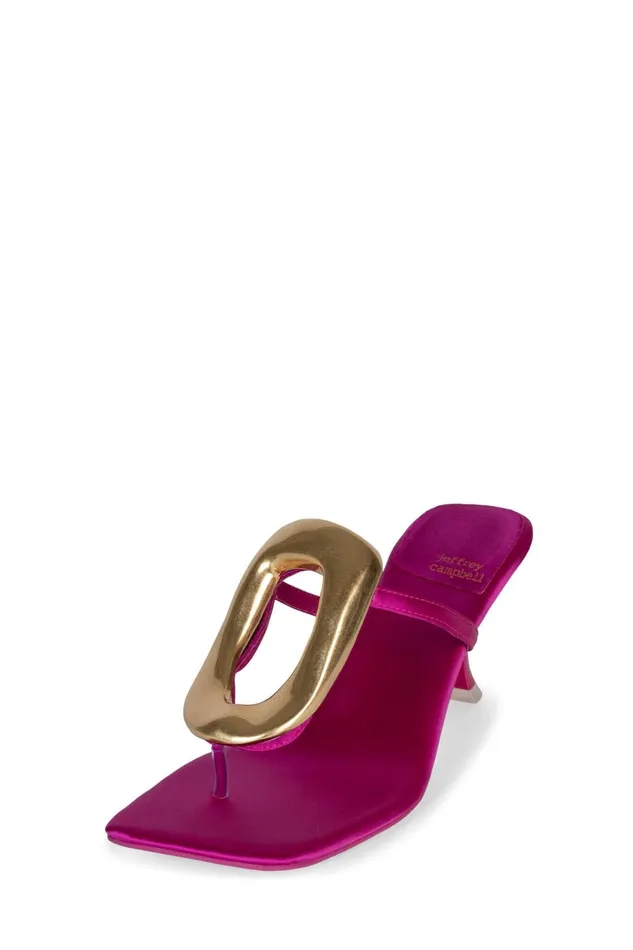 Women Heel Jeffrey Campbell LINQUP Fuchsia Satin Gold