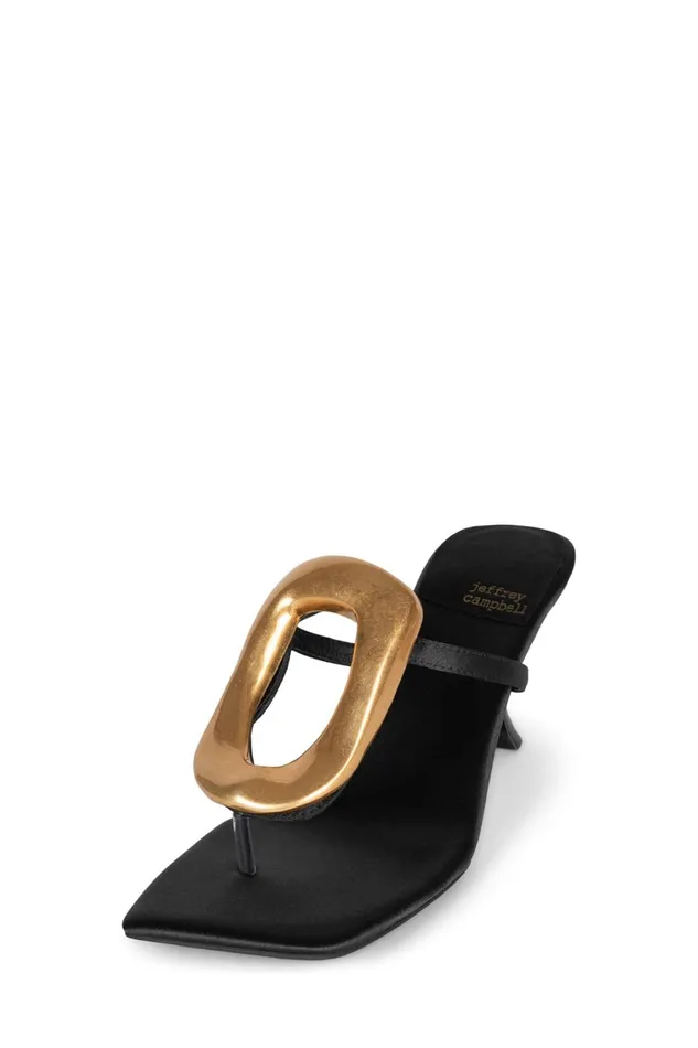 Women Heel Jeffrey Campbell LINQUP Fuchsia Satin Gold