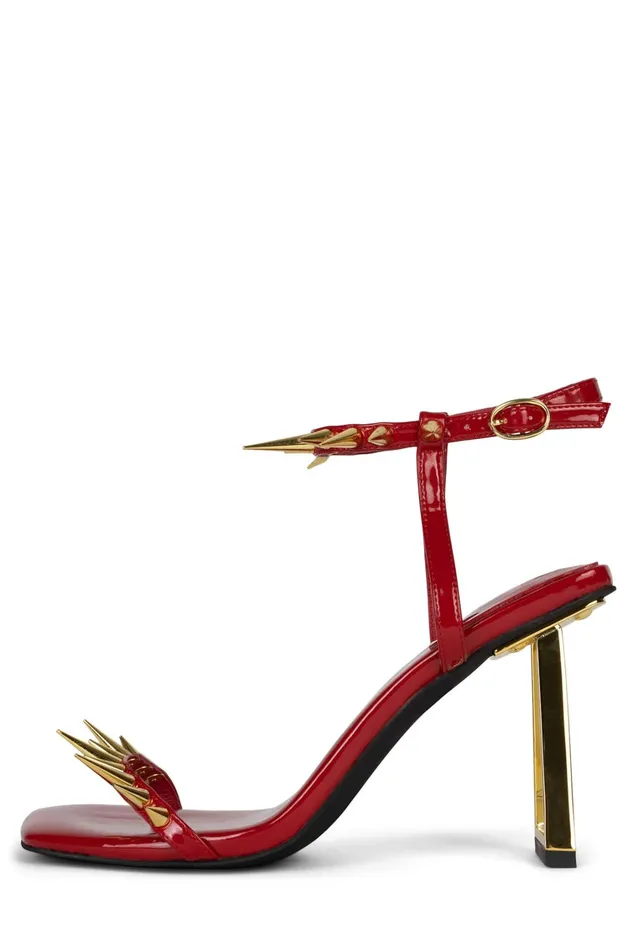 Women Heel Jeffrey Campbell SHARPENUP Red Patent Gold