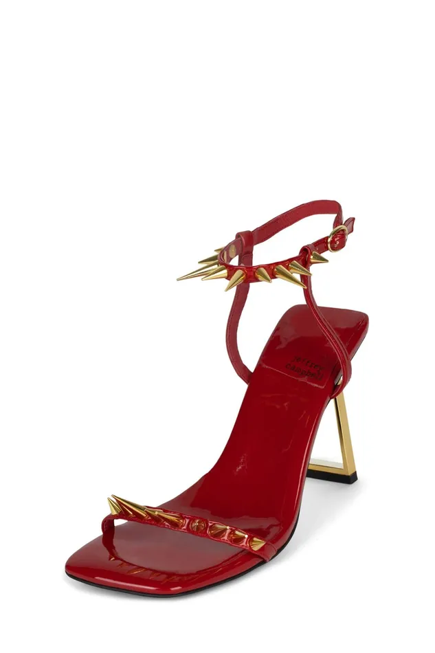 Women Heel Jeffrey Campbell SHARPENUP Red Patent Gold