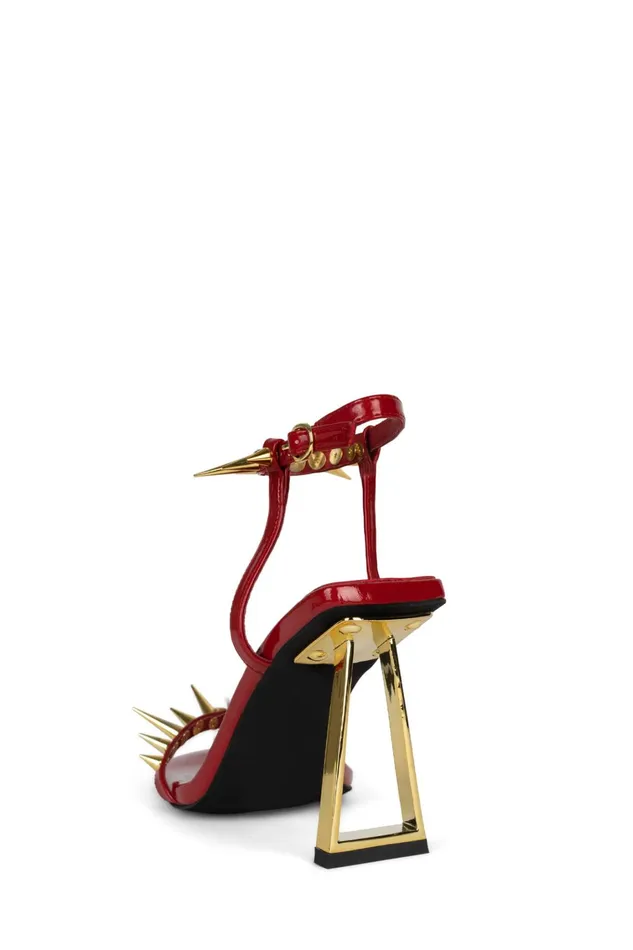 Women Heel Jeffrey Campbell SHARPENUP Red Patent Gold