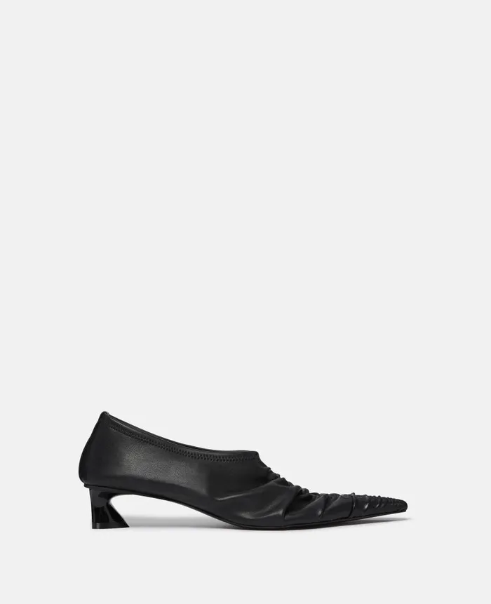 Women Heels Stella McCartney Elsa Ruched Kitten Heel Pumps Midnight Black