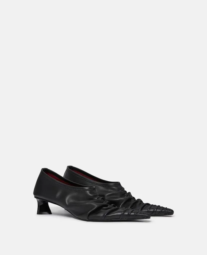 Women Heels Stella McCartney Elsa Ruched Kitten Heel Pumps Midnight Black