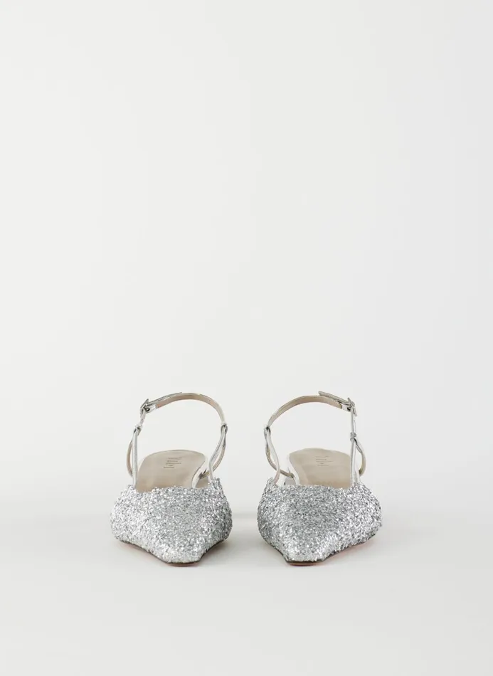 Women Heels Tibi Curly Victor Slingback Silver