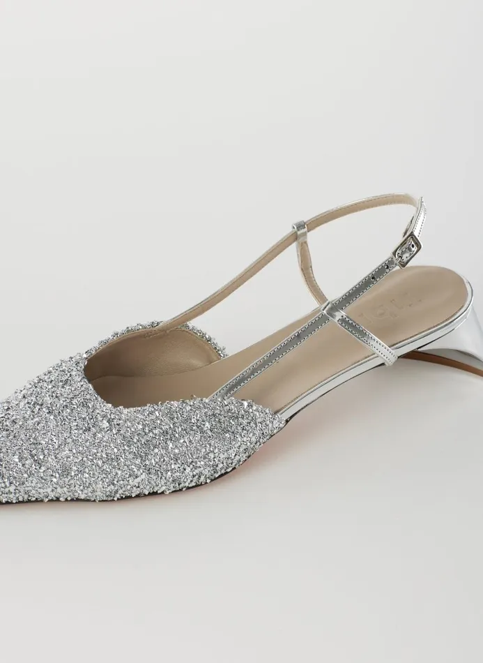 Women Heels Tibi Curly Victor Slingback Silver