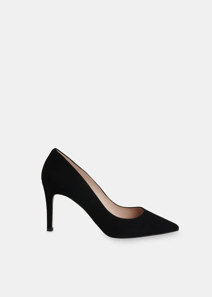 Women Heels Whistles Black Corie Suede Heeled Pump