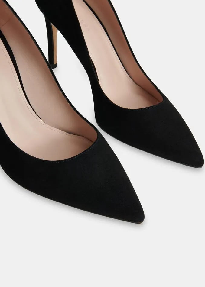 Women Heels Whistles Black Corie Suede Heeled Pump