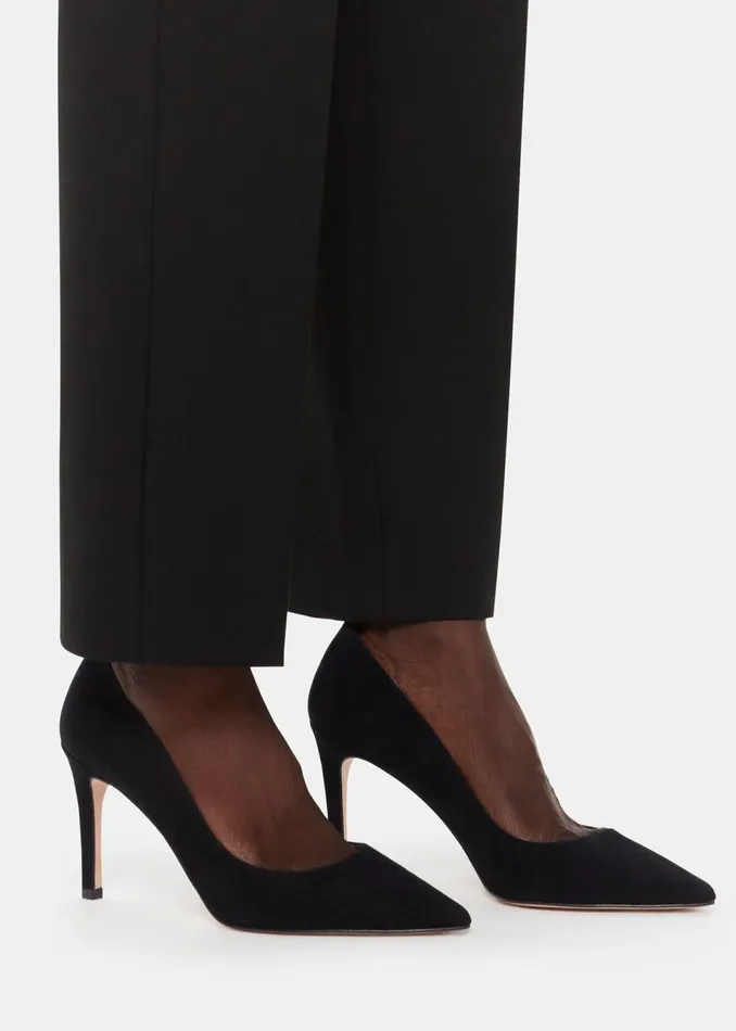 Women Heels Whistles Black Corie Suede Heeled Pump
