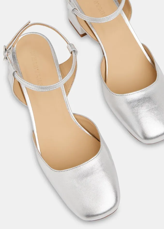 Women Heels Whistles Silver Matilda Block Heel Shoe