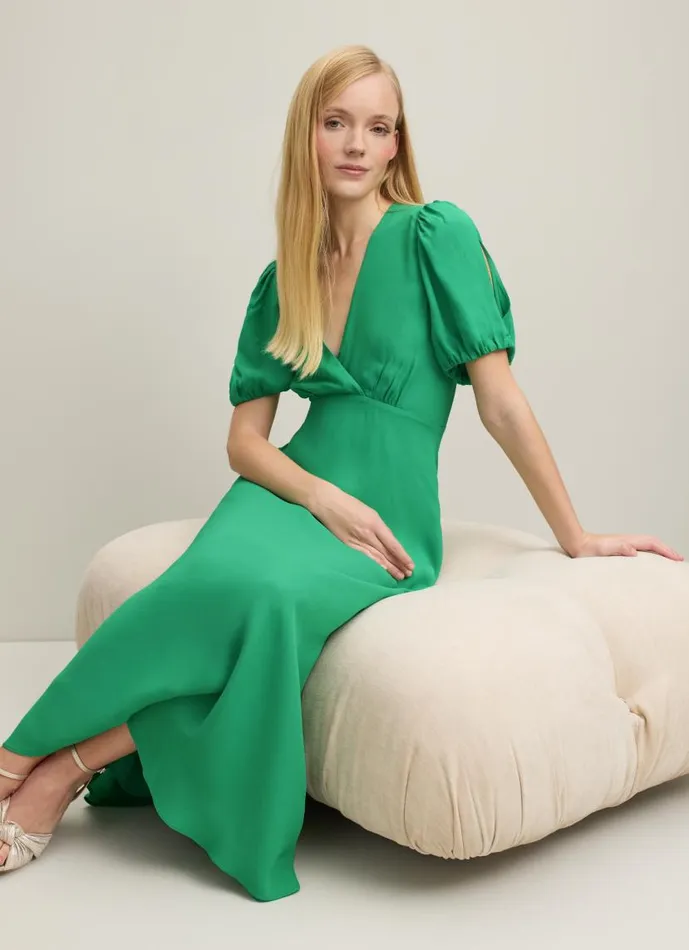 Women Hermia Green Crepe Maxi Dress Green LKBennett Dresses