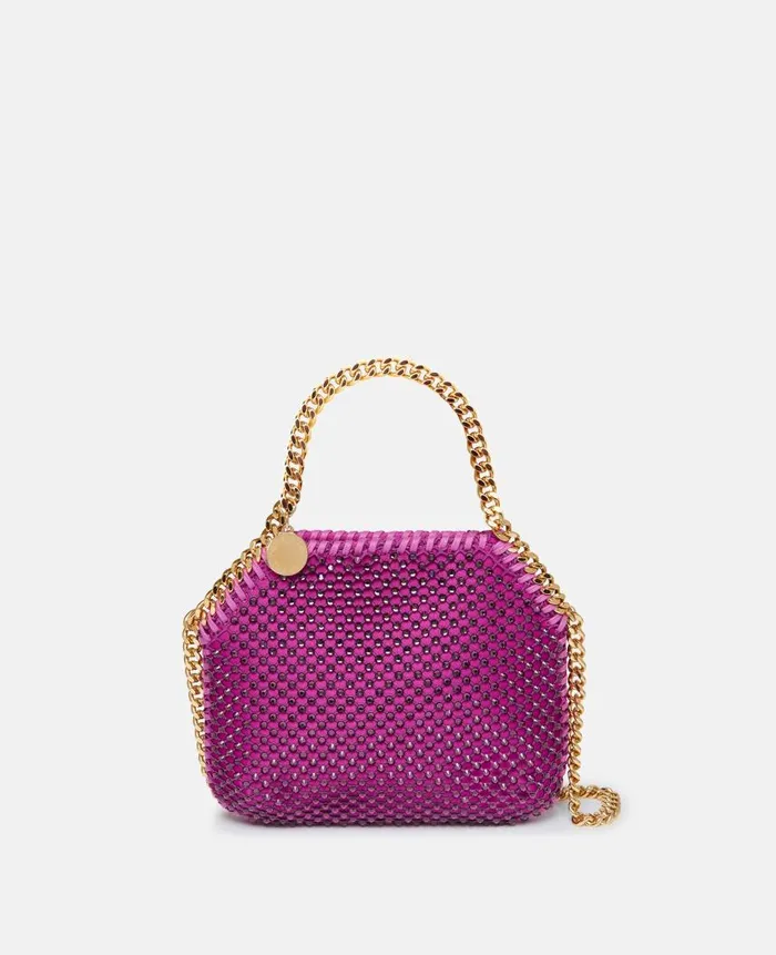 Women Iconic Falabella Stella McCartney Falabella Crystal Mesh Mini Tote Bag Bright Purple Women Iconic Falabella Stella McCartney Falabella Crystal Mesh Mini Tote Bag Bright Purple