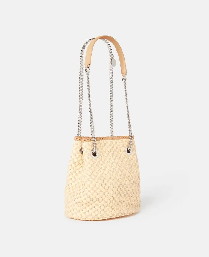 Women Iconic Falabella Stella McCartney Falabella Woven Bucket Bag Natural Beige