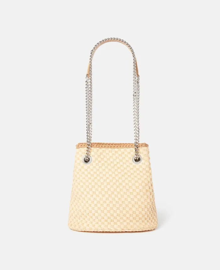 Women Iconic Falabella Stella McCartney Falabella Woven Bucket Bag Natural Beige
