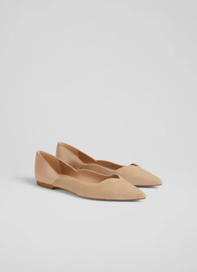 Women Iris Beige Suede And Leather Sweetheart Flats Trench LKBennett Flats Women Iris Beige Suede And Leather Sweetheart Flats Trench LKBennett Flats