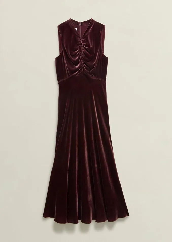 Women Isleworth Velvet Dress With Silk Cocoa Brown Hobbs Dresses and Jumpsuits
