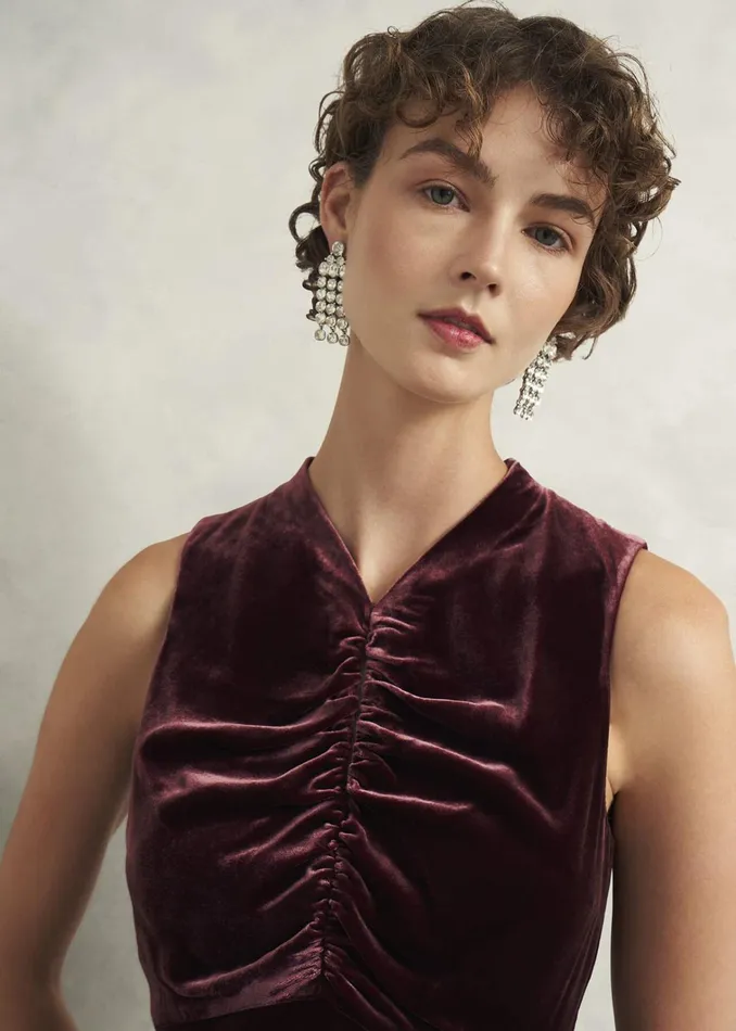 Women Isleworth Velvet Dress With Silk Cocoa Brown Hobbs Dresses and Jumpsuits