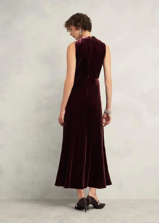Women Isleworth Velvet Dress With Silk Cocoa Brown Hobbs Dresses and Jumpsuits