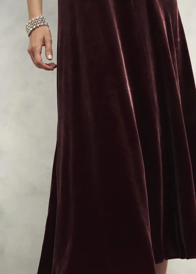 Women Isleworth Velvet Dress With Silk Cocoa Brown Hobbs Dresses and Jumpsuits