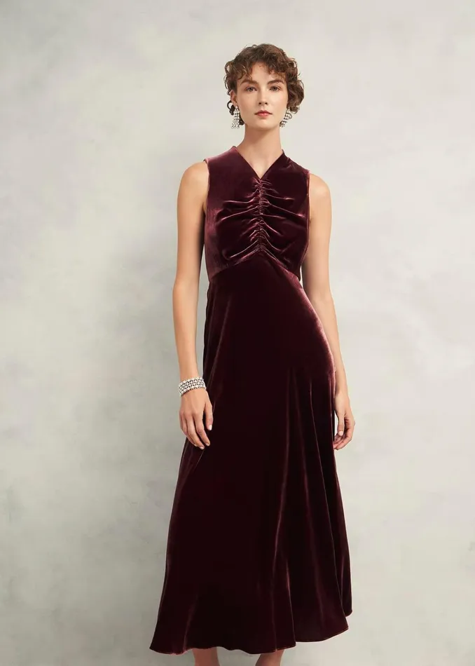 Women Isleworth Velvet Dress With Silk Cocoa Brown Hobbs Dresses and Jumpsuits