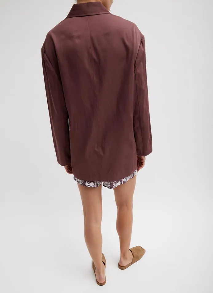 Women Jackets and Outerwear Tibi Drapey Suiting Liam Blazer Cinnamon