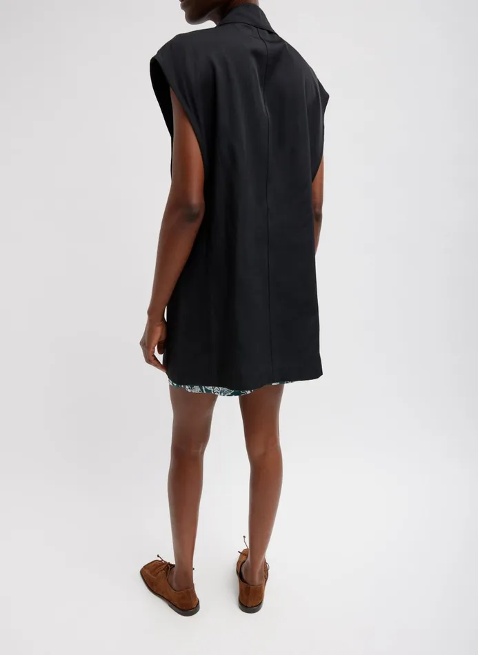 Women Jackets and Outerwear Tibi Drapey Suiting Oversized Double Breasted Vest Black
