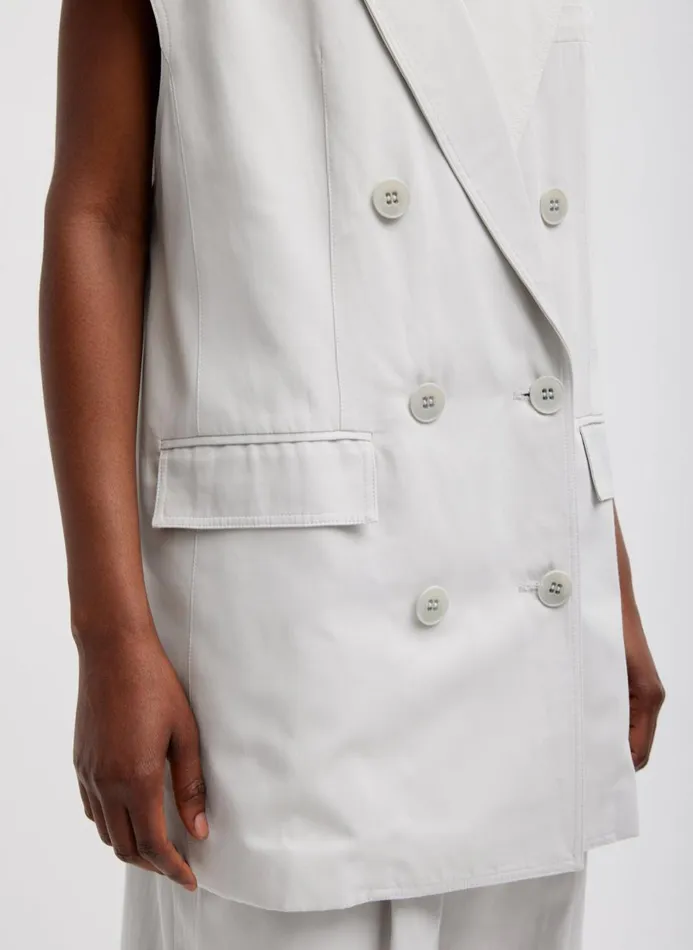 Women Jackets and Outerwear Tibi Drapey Suiting Oversized Double Breasted Vest Stone