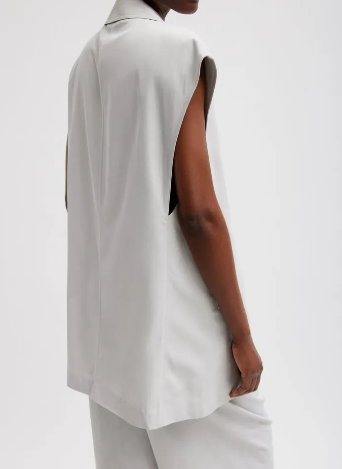Women Jackets and Outerwear Tibi Drapey Suiting Oversized Double Breasted Vest Stone