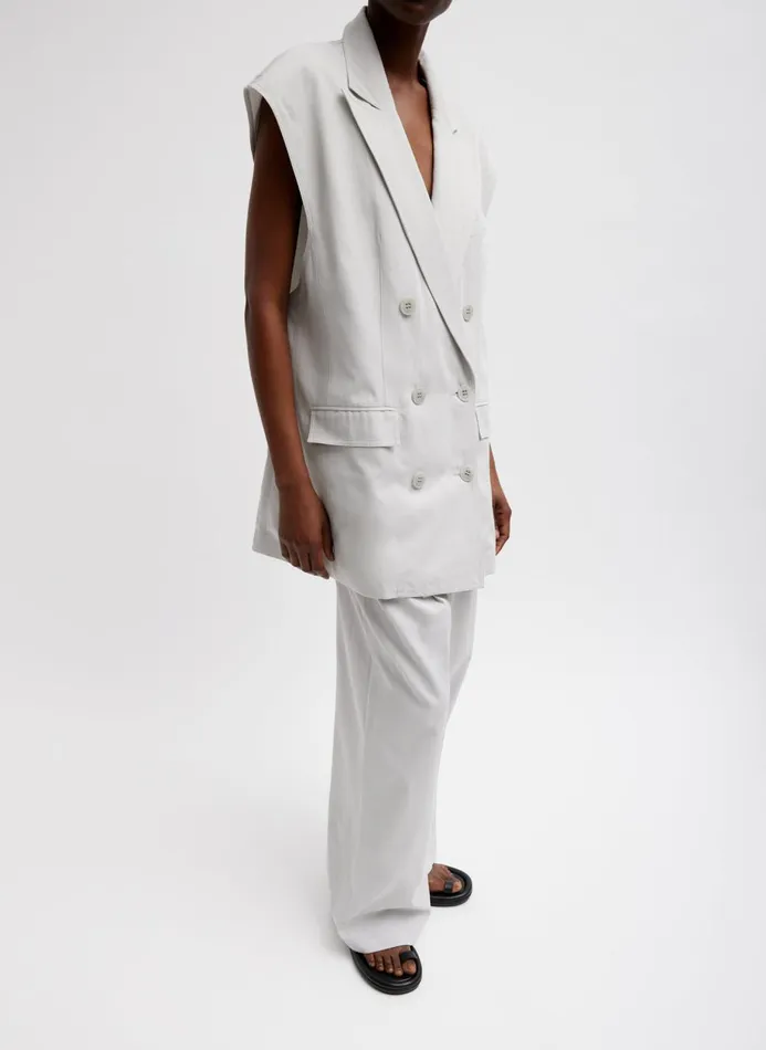 Women Jackets and Outerwear Tibi Drapey Suiting Oversized Double Breasted Vest Stone