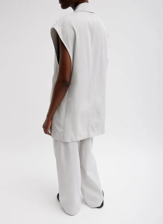 Women Jackets and Outerwear Tibi Drapey Suiting Oversized Double Breasted Vest Stone