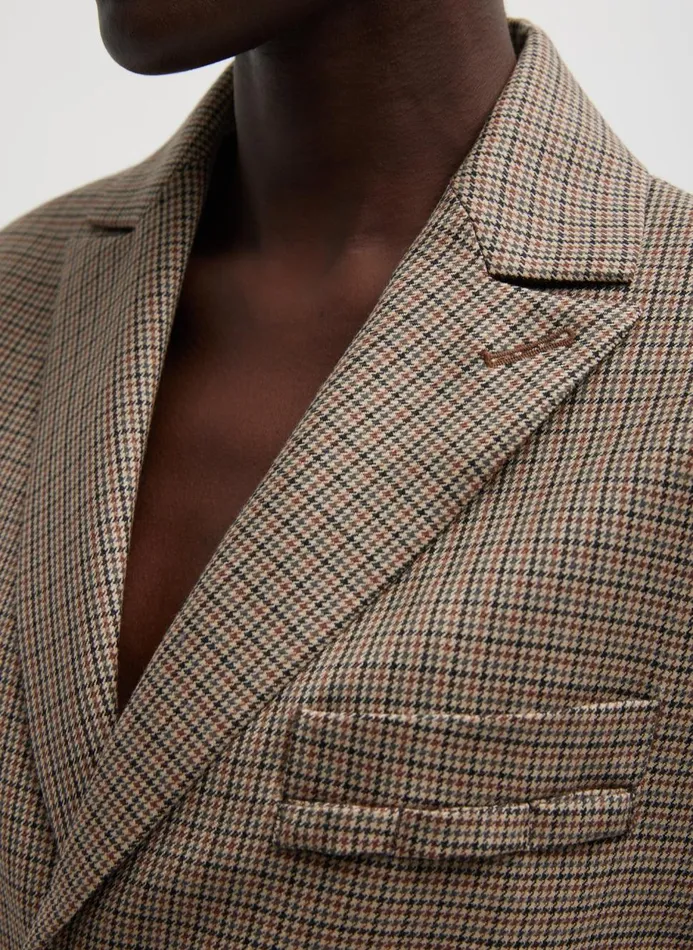 Women Jackets and Outerwear Tibi Thomas Menswear Check Dennis Cutout Blazer Tan Multi