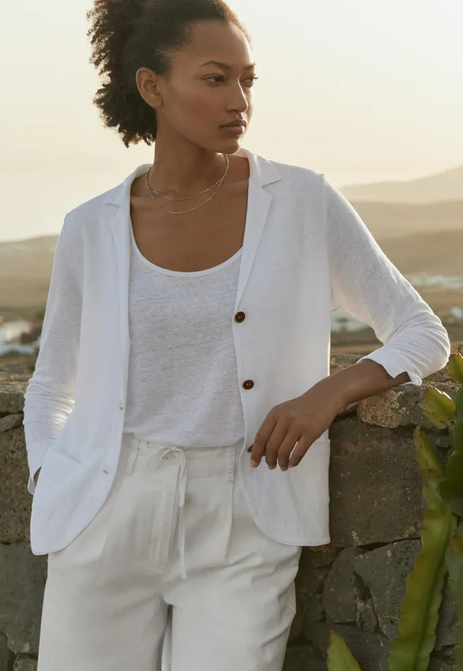 Women Jersey Blazer White Poetry Fashion Jackets and Coats