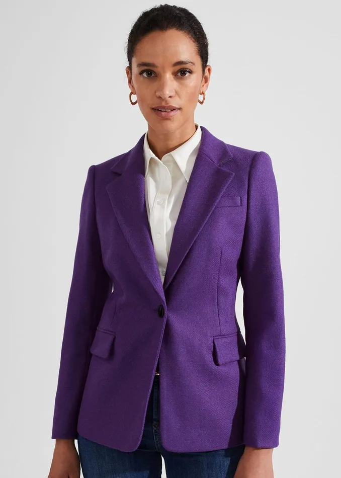 Women Jess Wool Jacket Indigo Purple Hobbs Coats and Jackets