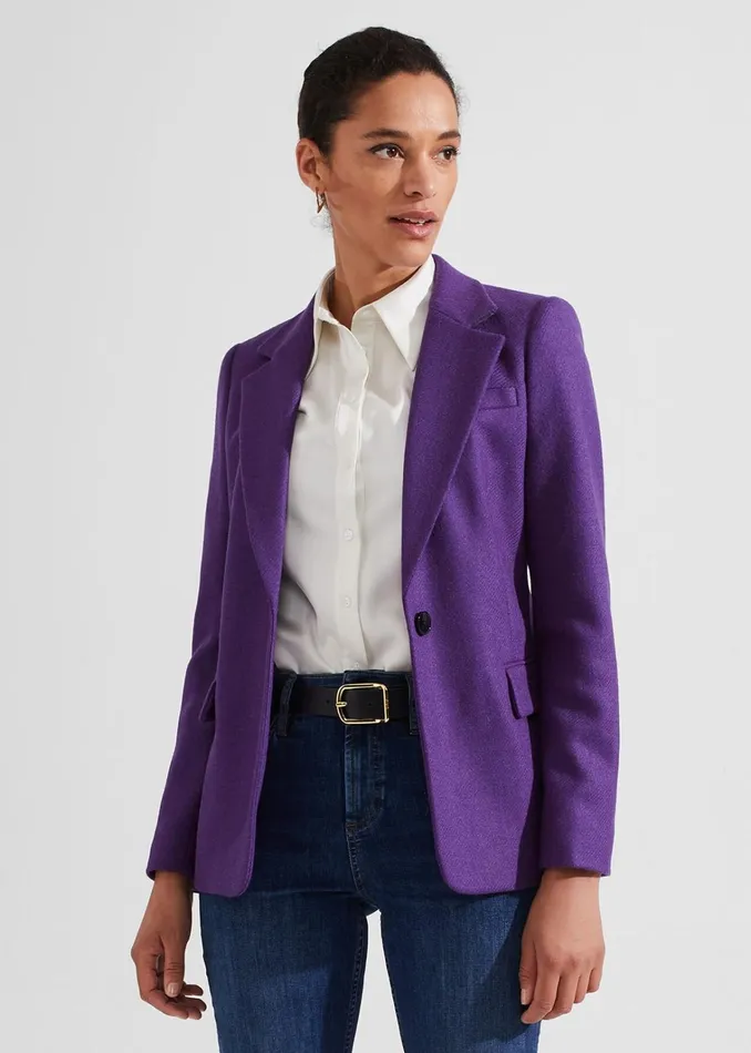 Women Jess Wool Jacket Indigo Purple Hobbs Coats and Jackets