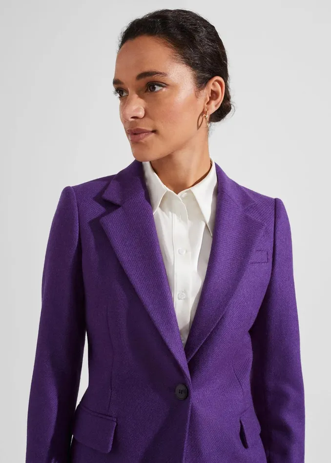 Women Jess Wool Jacket Indigo Purple Hobbs Coats and Jackets