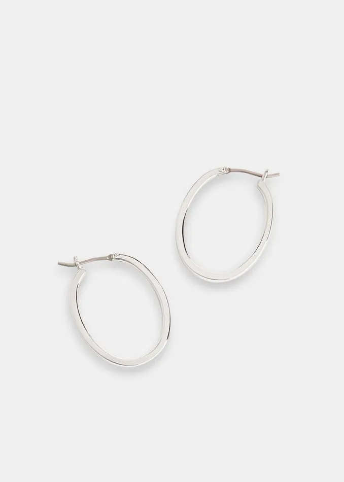 Women Jewellery Whistles Silver Mini Oval Thin Hoop
