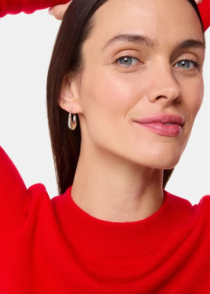 Women Jewellery Whistles Silver Oval Hoop Earring