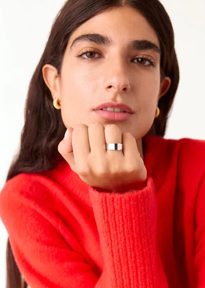 Women Jewellery Whistles Silver Scalloped Edge Ring